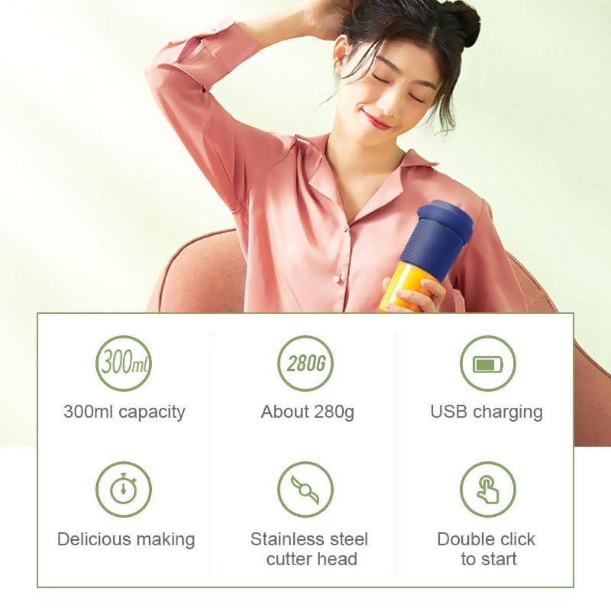 GoBlendIt Portable Blender — USB Rechargeable Personal Blender for Shakes & Smoothies